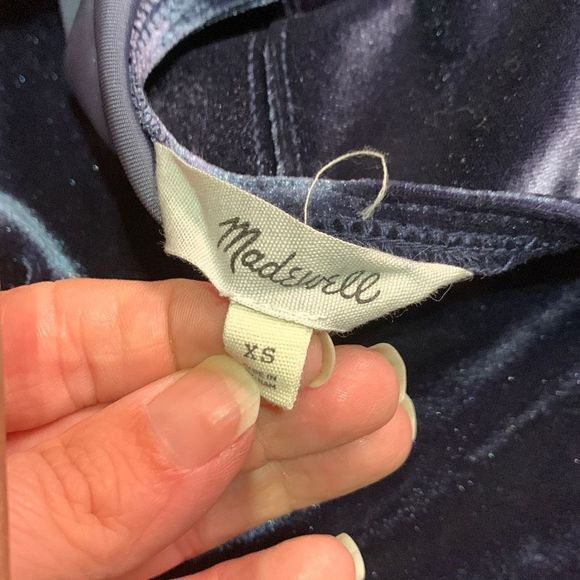 Madewell‎ blue velvet dress. Balloon sleeve babydoll dress. Work party - Picture 5 of 7